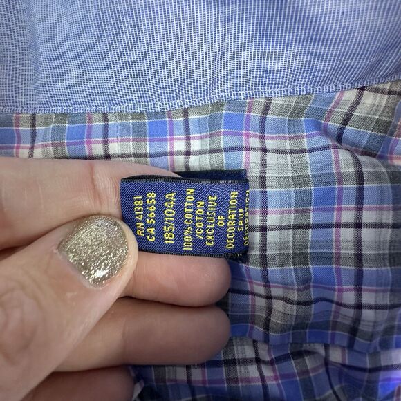 Ralph Lauren Shirt Men XL Blue Plaid COTTON STRETCH Button Down Pony Long sleeve - Picture 9 of 12
